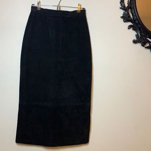 Vintage Diamond Leather Long Skirt